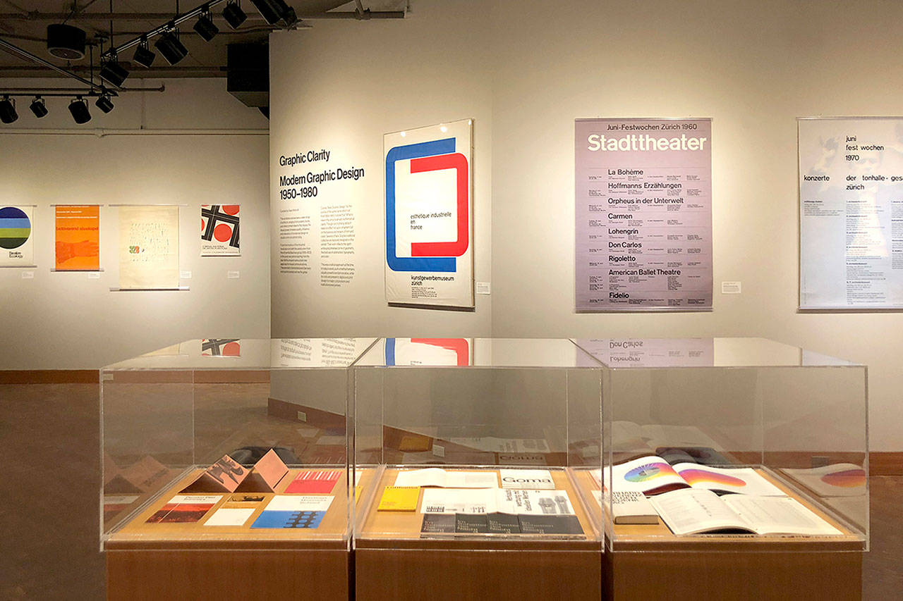 “Graphic Clarity” at Russell Day Gallery in Everett showcases posters, books and other printed objects from 1950 to 1980 that use modernist design. The exhibit, presented by Everett resident Sean Wolcott and his graphic design studio Rationale, is on display through Oct. 26. (Sean Wolcott)