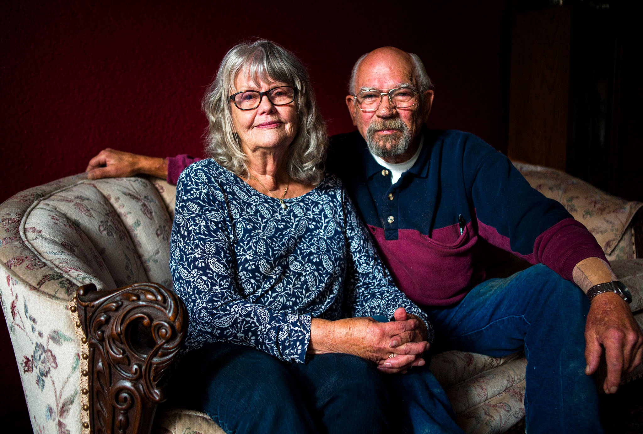 Carolyn Dent, 75, and Jim Dent, 77, in their home in Snohomish. (Olivia Vanni / The Herald)