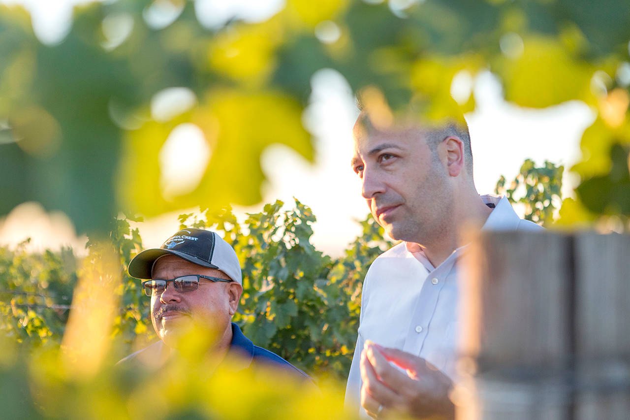 Vineyard manager Juan Uribe and winemaker Juan Muñoz Oca at Columbia Crest in Washington’s Horse Heaven Hills have collaborated on many of the state’s most popular wines. (Ste. Michelle Wine Estates)