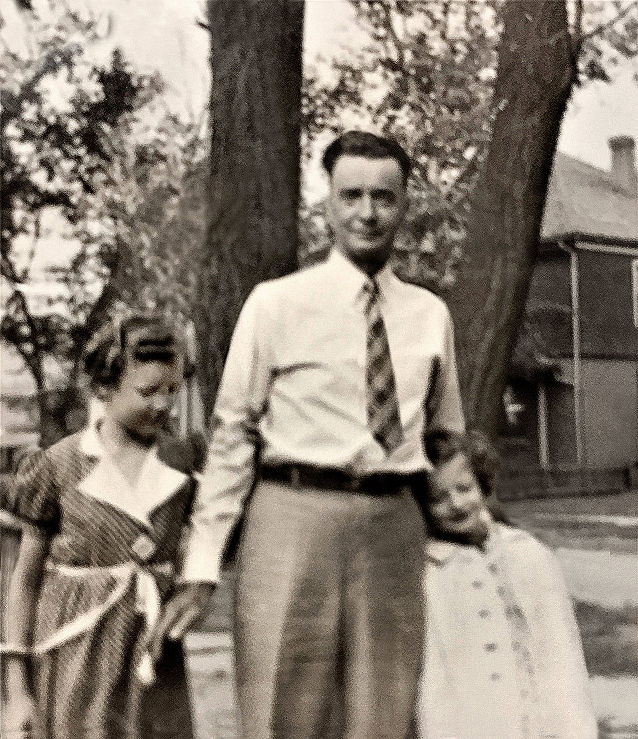 Elaine Noble Reas leans into her father, William Franklin Noble, in this photo from about 1940. Reas learned a lot about her dad from letters he wrote in 1918, when he was on the front lines of World War I. Reas, 87, recently wrote tributes about her father and two relatives who fought in World War II. She hopes other people will do the same to preserve the stories of veterans before the opportunity is lost.