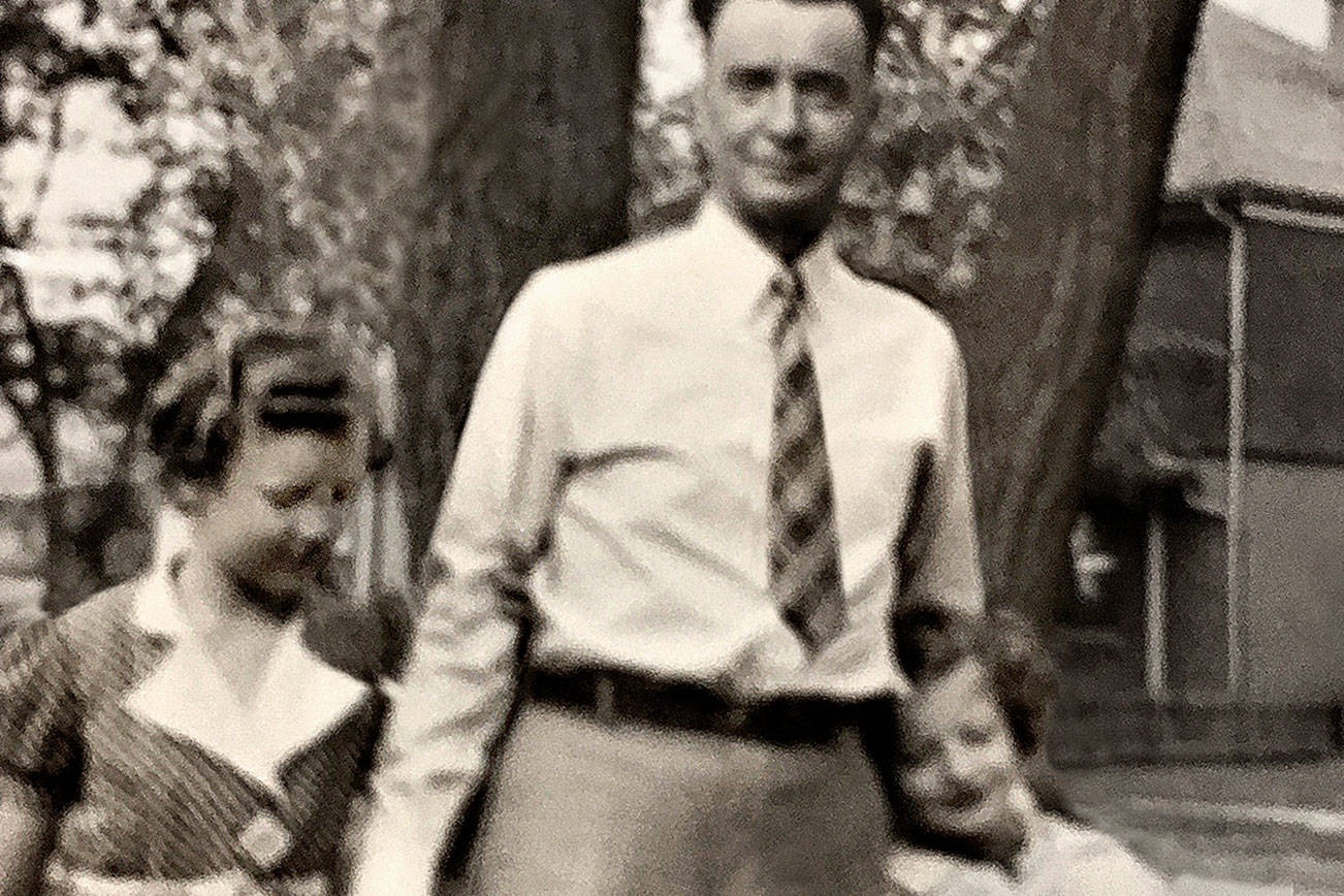 Elaine Noble Reas leans into her father, William Franklin Noble, in this photo from about 1940. Reas learned a lot about her dad from letters he wrote in 1918, when he was on the front lines of World War I. Reas, 87, recently wrote tributes about her father and two relatives who fought in World War II. She hopes other people will do the same to preserve the stories of veterans before the opportunity is lost.