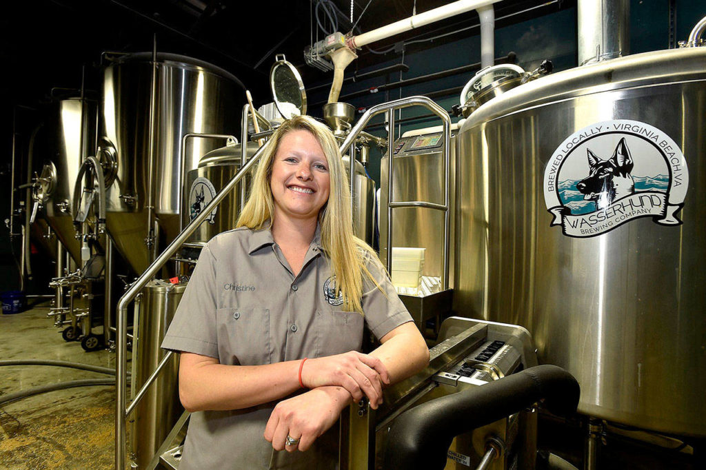 Wasserhund Brewing Company’s Christine Holley says not relying on food trucks, but instead providing meals out of its restaurant, has made the difference for her brewery. (Harry Gerwien / Virginian Pilot)
