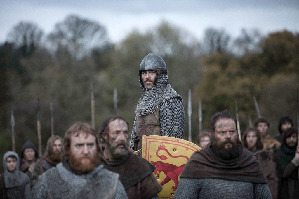There’s mud, blood and filthy mullets galore in “Outlaw King,” starring Chris Pine. (Netflix)
