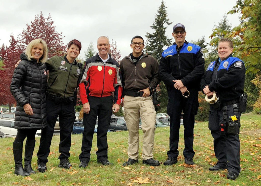 Columbia Elementary School welcomed special guests from the Mukilteo Police and Fire departments as part of its Walktober Wednesdays in October. (Contributed photo)
