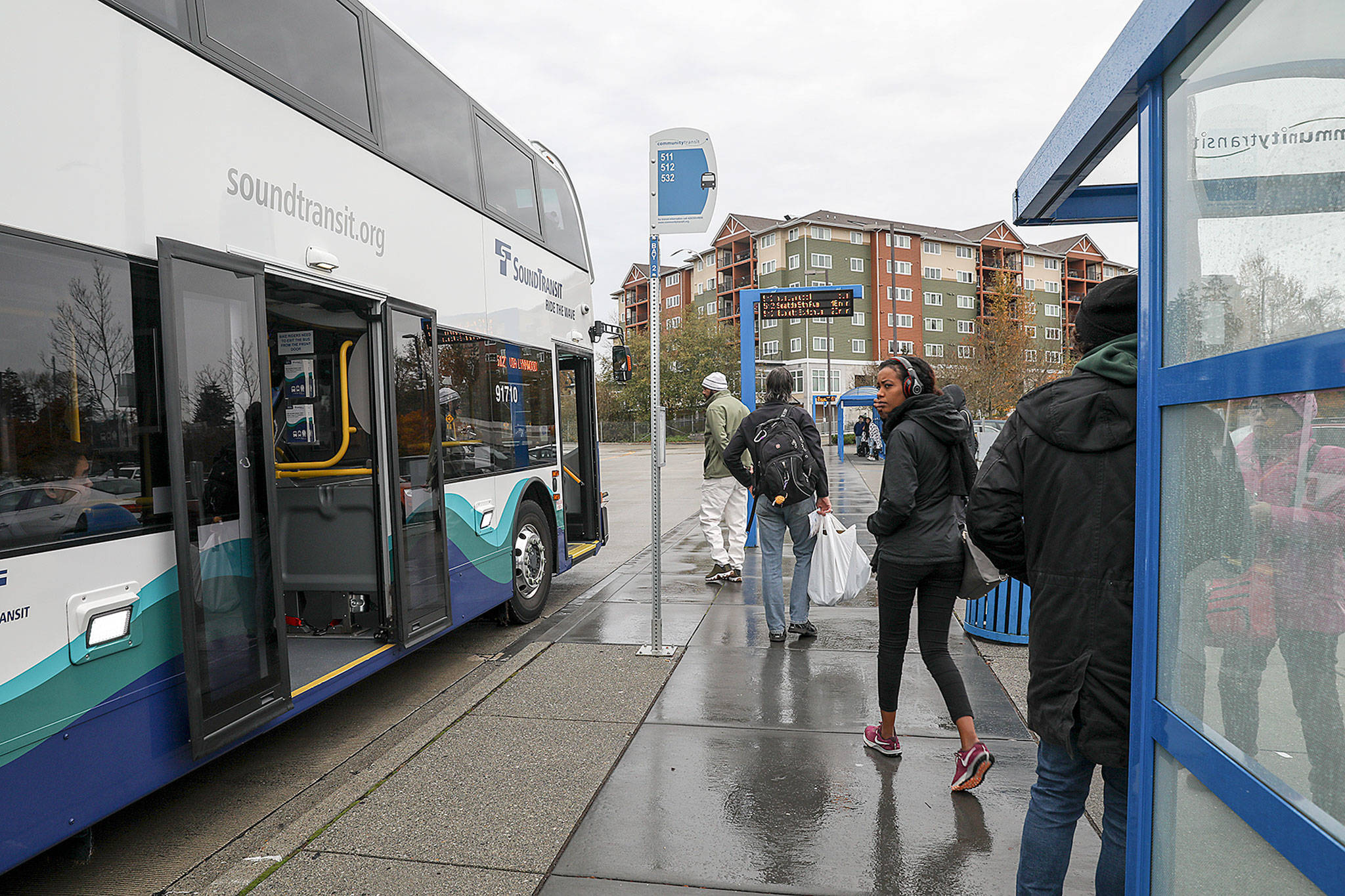 Snohomish County officials are beginning to scout potential sites for future light rail stations, including the one that will be located near the Ash Way Park and Ride. (Lizz Giordano / The Herald)