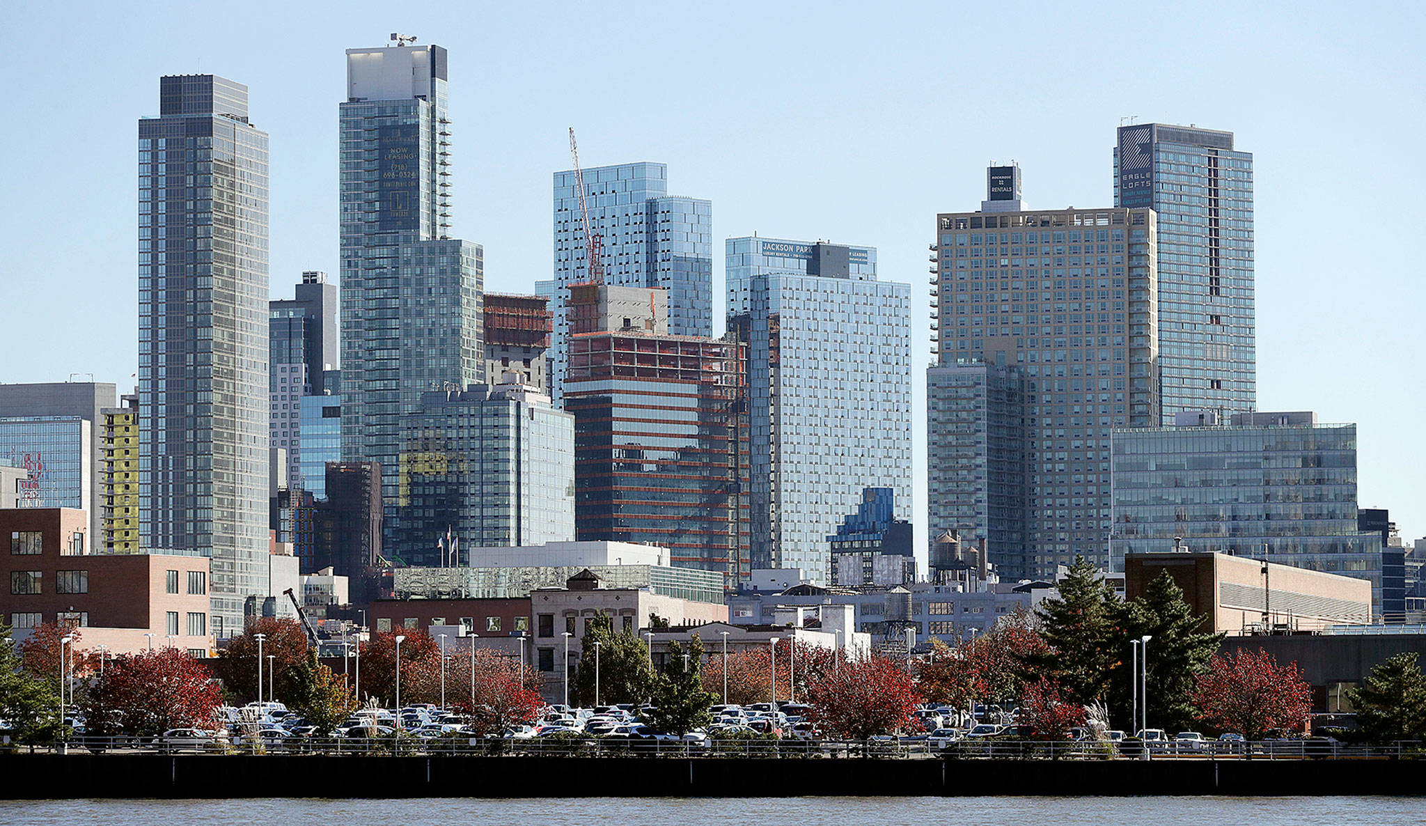 The Long Island City waterfront and skyline in the Queens borough of New York. (AP Photo/Mark Lennihan)