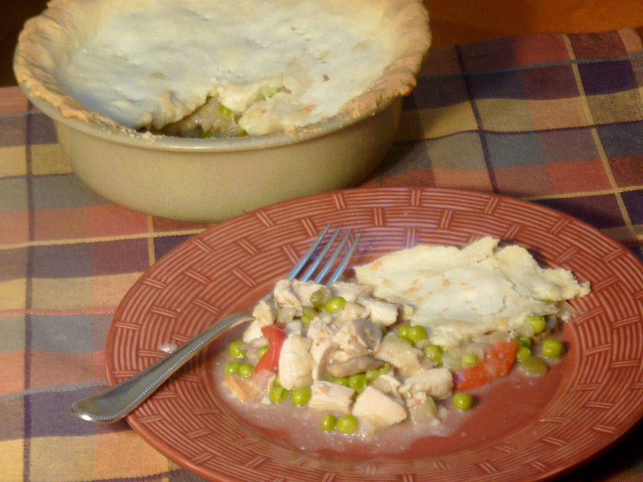 Warm and comforting, turkey pot pie is a great way to use leftover Thanksgiving turkey. (Linda Gassenheimer)