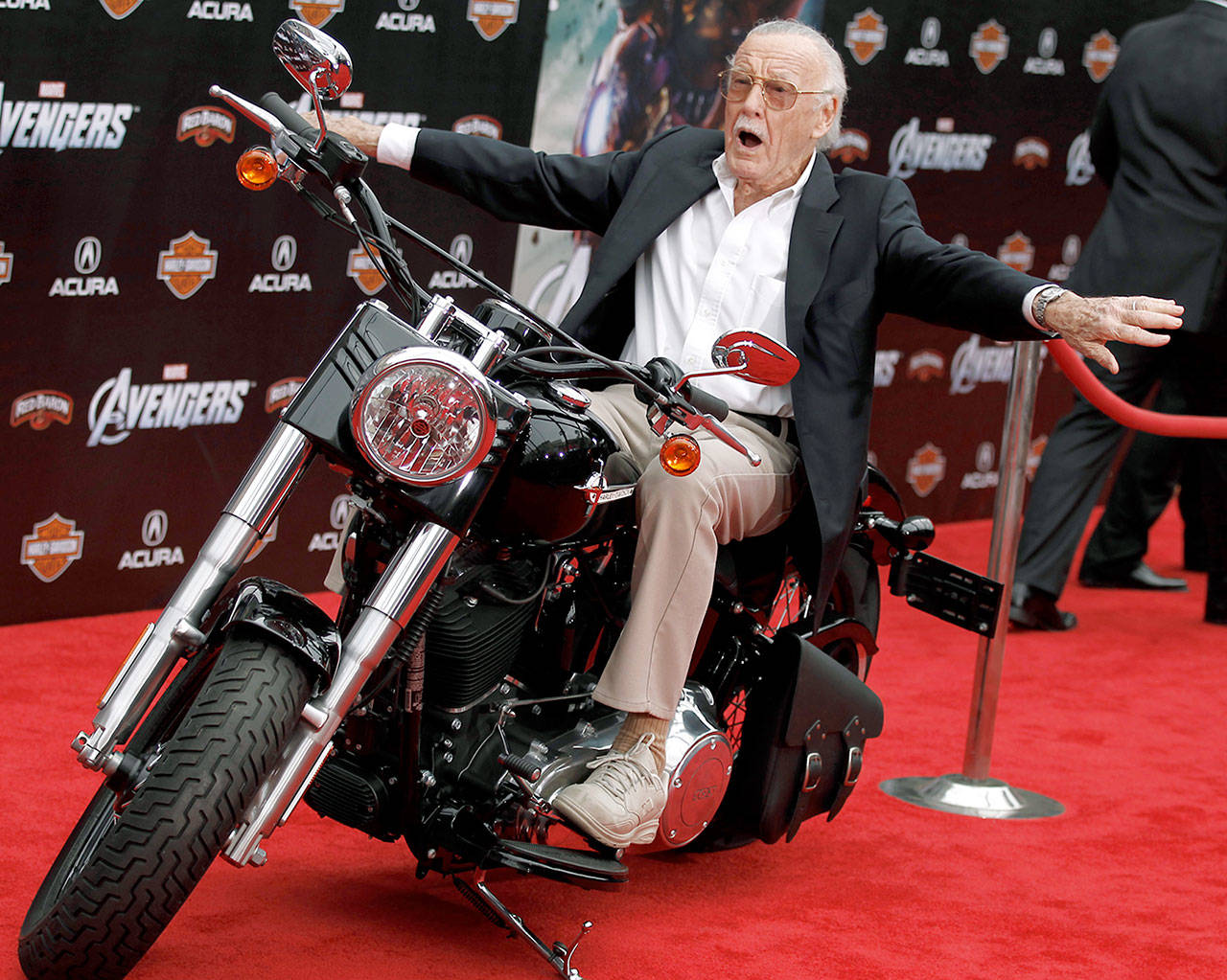 Stan Lee at the premiere of “The Avengers” in Los Angeles in 2012. (AP Photo/Matt Sayles, File)