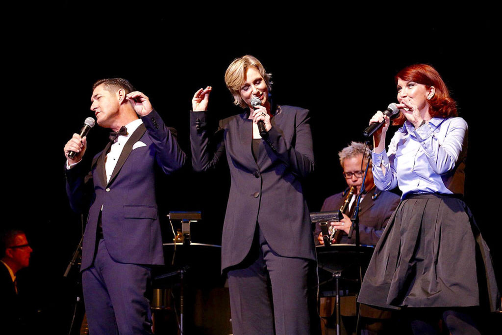 Tim Davis, Jane Lynch and Kate Flannery previously sang together on the “See Jane Sing” tour, which began in 2014 and still plays show around the country. (ICM Partners)
