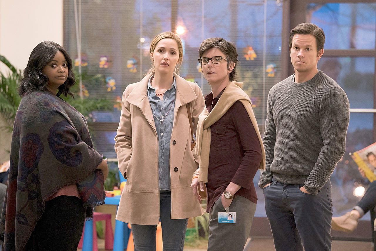 From left, Octavia Spencer, Rose Byrne, Tig Notaro and Mark Wahlberg in “Instant Family.” (Paramount Pictures)