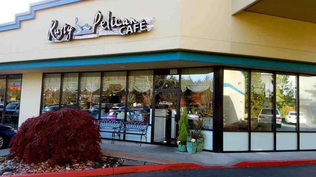 The Rusty Pelican in Mill Creek is just around the corner from the Mill Creek post office.
