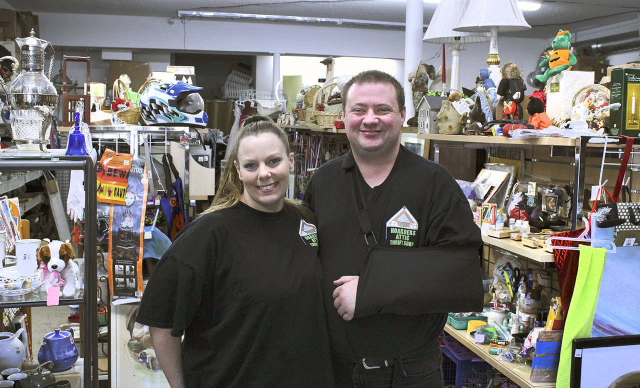 Kristy and Michael Kennish opened The Hoarder’s Attic Thrift Shop in December 2016. (Olivia Sullivan / Federal Way Mirror)