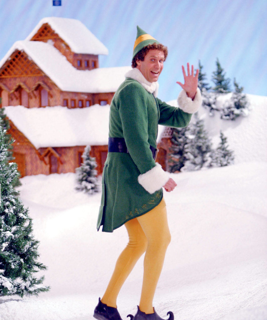 Buddy, played by Will Ferrell, was accidentally transported to the North Pole as a baby and raised to adulthood among Santa’s elves in the 2003 film “Elf.” (New Line Cinema)
