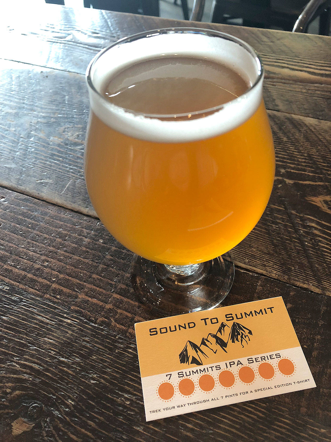 Denali double IPA is Sound to Summit’s first offering in its 7 Summits IPA Series. Punch your card with all seven over the next three months and receive a T-shirt. (Aaron Swaney)