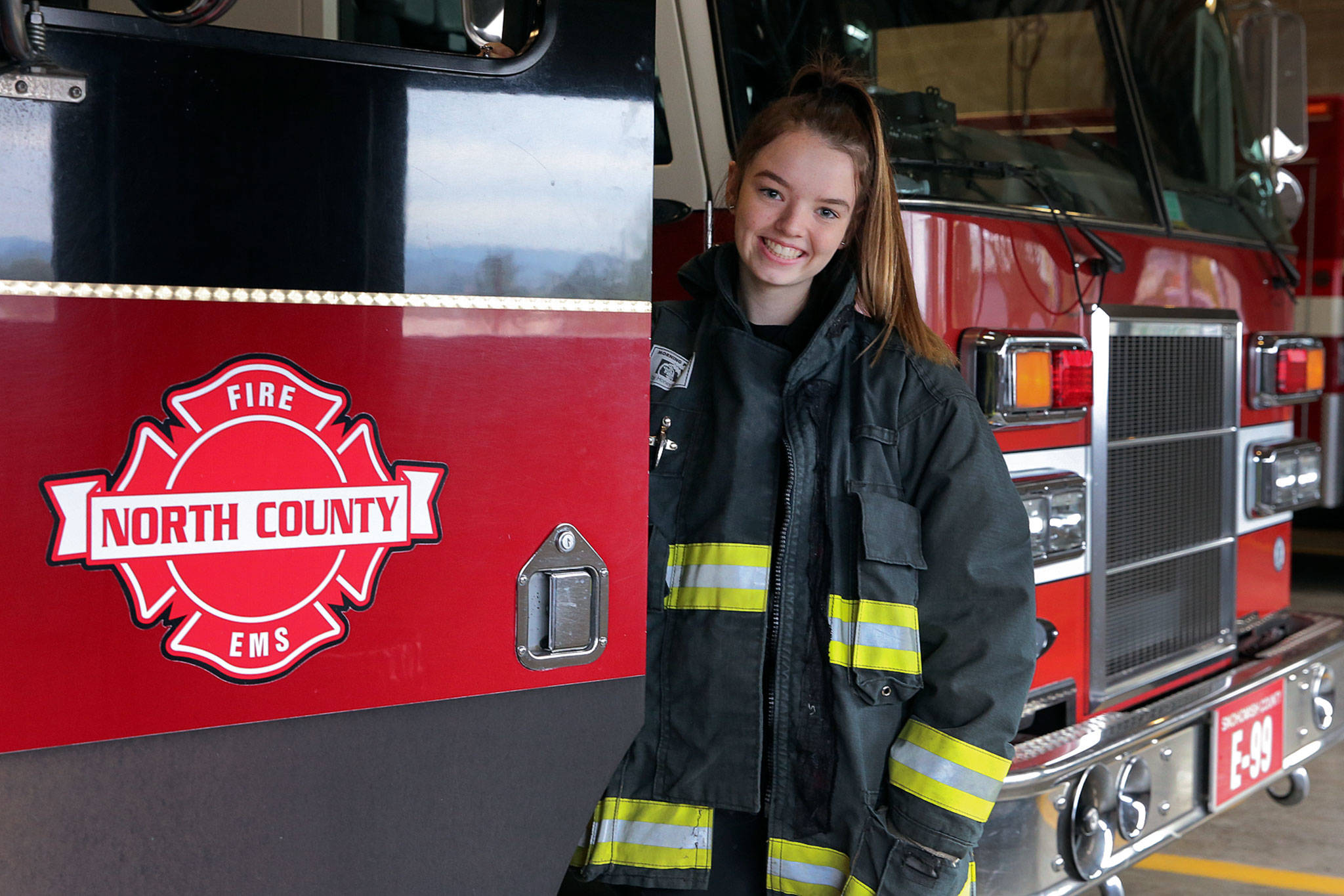 Jessie Bartlett, 17, is a Stanwood student in Running Start and a fire explorer through North County Fire. (Kevin Clark / The Herald)