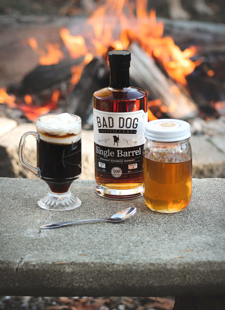 Bad Dog Distillery’s Single Barrel Bourbon is great in cold weather drinks or straight. (Bad Dog Distillery)
