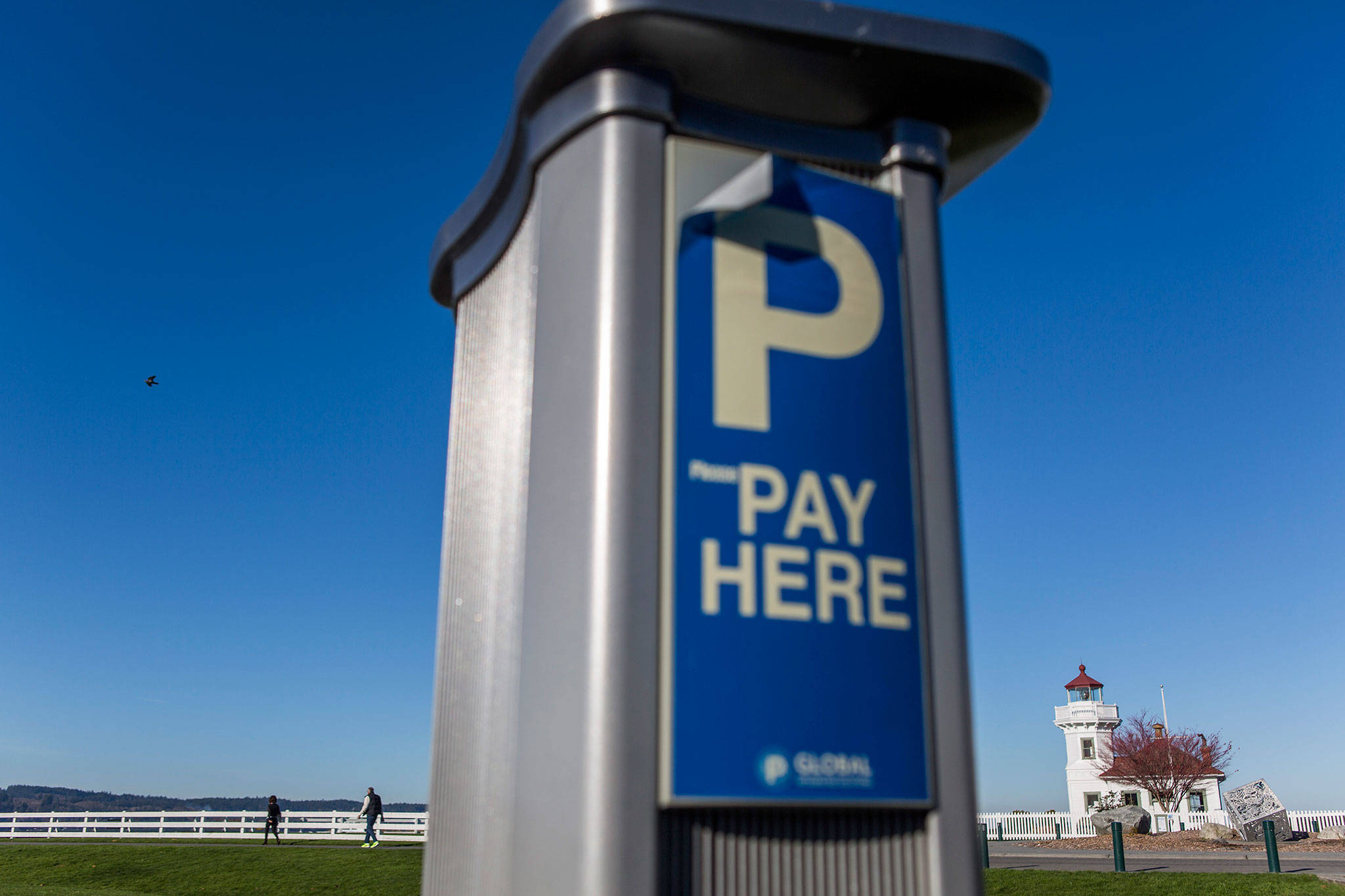 It will cost $2.25 per hour to park at Lighthouse Park in Mukilteo starting Jan. 1. Mukilteo residents with current passes are exempt from the parking fees. (Olivia Vanni / The Herald)