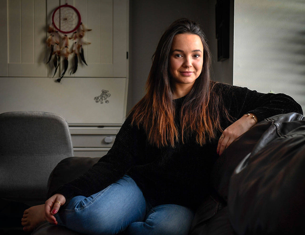 Emilia Montalvo, a birth consultant and suburban mom in Springfield, Virginia, took up marijuana as an adult when recreational use became legal in Washington, D.C. “It’s getting more comfortable for me as I go out and see more people doing it.” (Washington Post photo by Bill O’Leary)