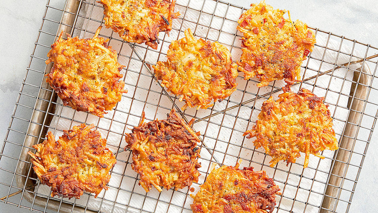 Here’s a “genius hack” for you: Make better latkes with frozen hash browns. (Photo by Tom McCorkle for The Washington Post)