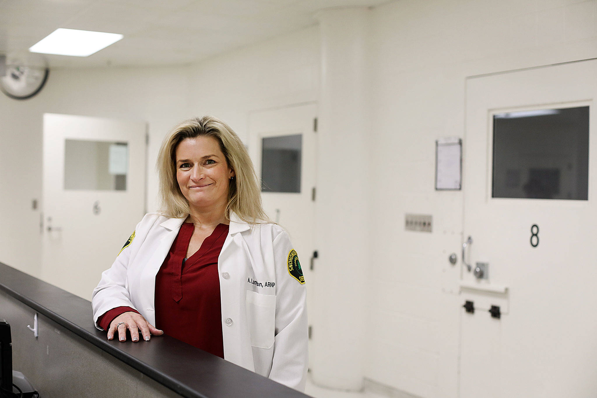 Alta Langdon, a nurse practitioner and health services administrator at the Snohomish County Jail, pushed to bring medication-assisted treatment to inmates to lessen the discomfort and cravings that come with opioid withdrawal. (Lizz Giordano / The Herald)