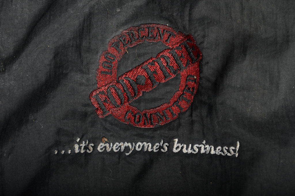This patch on a jacket was found on a deceased man in Edmonds. Police are asking for the public’s help to identify him. (NamUs)
