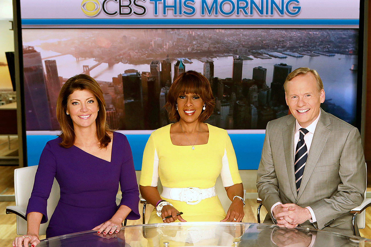 Co-hosts Norah O’Donnell (left), Gayle King and John Dickerson are on the set of “CBS This Morning” in New York on May 11. CBS announced Friday that executive producer Ryan Kadro will be leaving “CBS This Morning” and the network. He’s been with the show since its 2012 launch and been running it since his predecessor, Chris Licht, left to take over Stephen Colbert’s “Late Show” three years ago. (Craig Blankenhorn/CBS via AP)