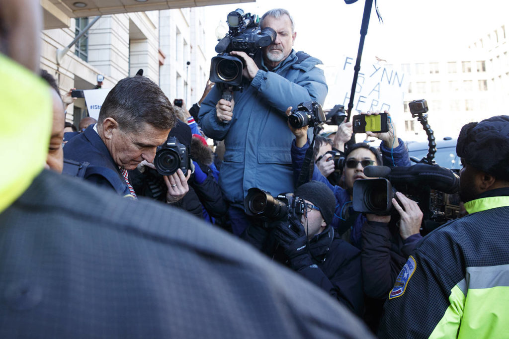 Former National Security Advisor Michael Flynn leaves federal court in Washington on Tuesday. (AP Photo/Carolyn Kaster)
