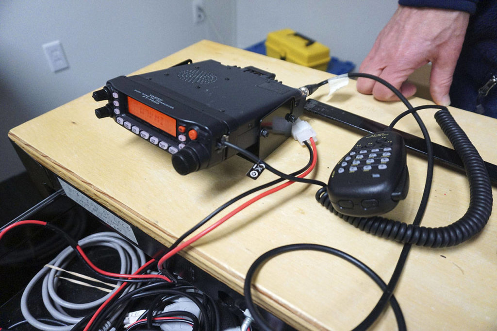n the event of an earthquake, volunteer radio operators would relay information to the public through the webcasting station, Voice of Vashon. (Melissa Hellmann / Seattle Weekly)
