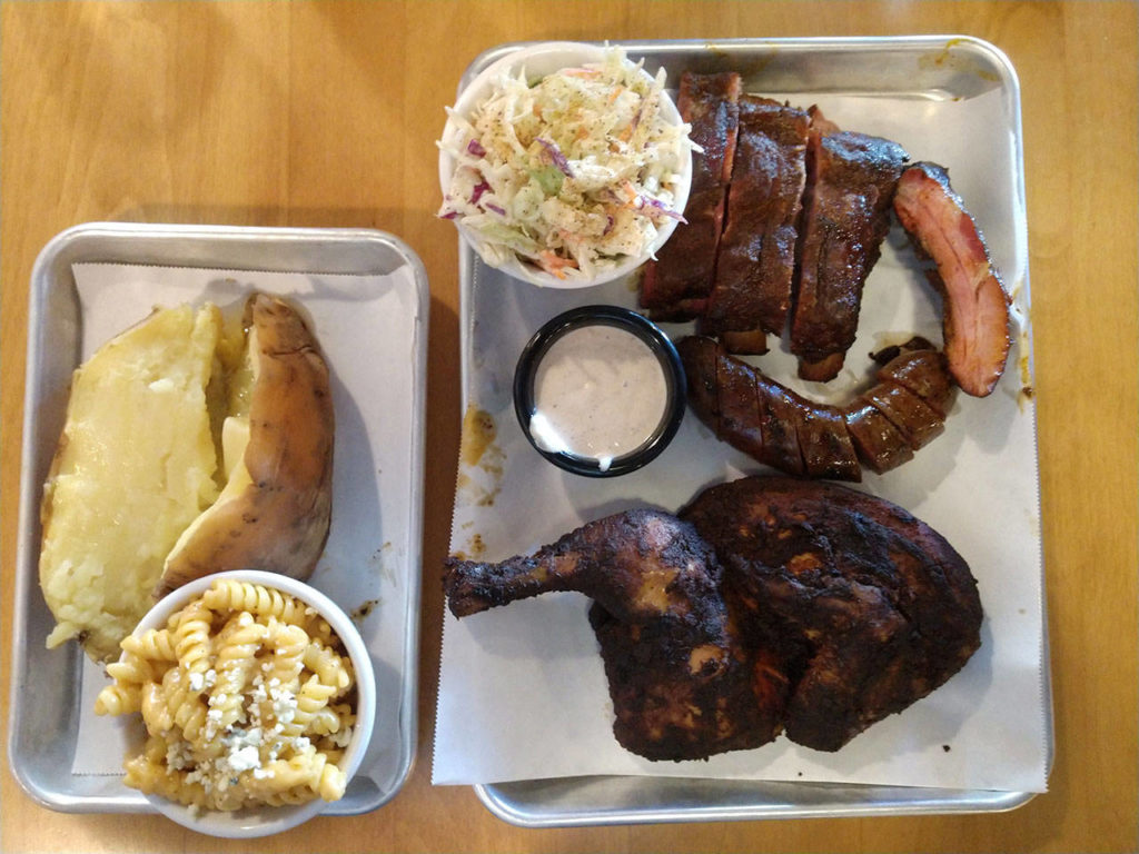 The BBQ for two at Amarillo Restaurant & Tavern in Monroe comes with your choice of 3 meats and 2 sides. (Sara Bruestle / Herald file)
