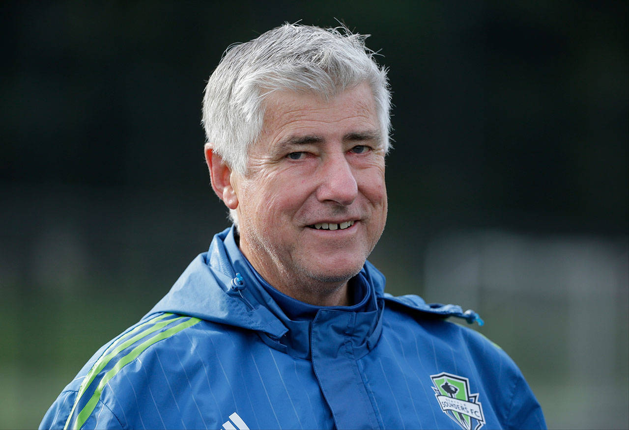 Former Sounders coach Sigi Schmid, the winningest coach in MLS history, died Tuesday at the age of 65. Schmid was hospitalized three weeks ago as he awaited a heart transplant. (AP Photo/Ted S. Warren)
