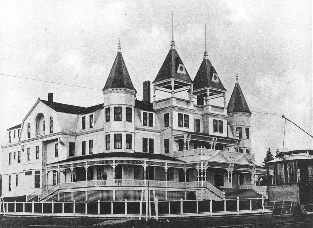 This 1902 photo shows the original Monte Cristo Hotel on the corner of Pacific and Kromer avenues in Everett. It was torn down in 1924. (Photo courtesy of Everett Public Library)
