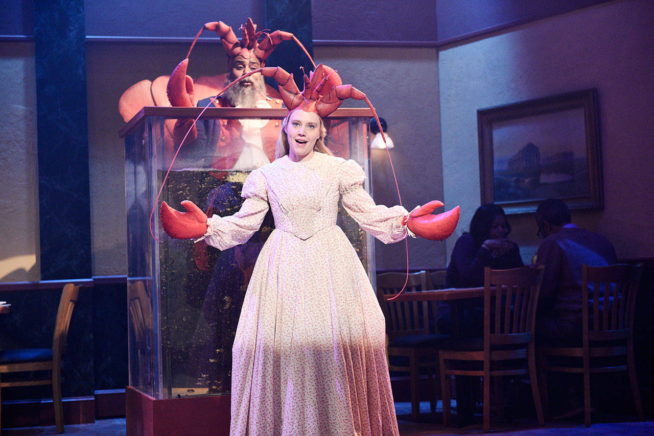 Kenan Thompson and Kate McKinnon during the “Diner Lobster” sketch on April 14. (Will Heath, NBC)