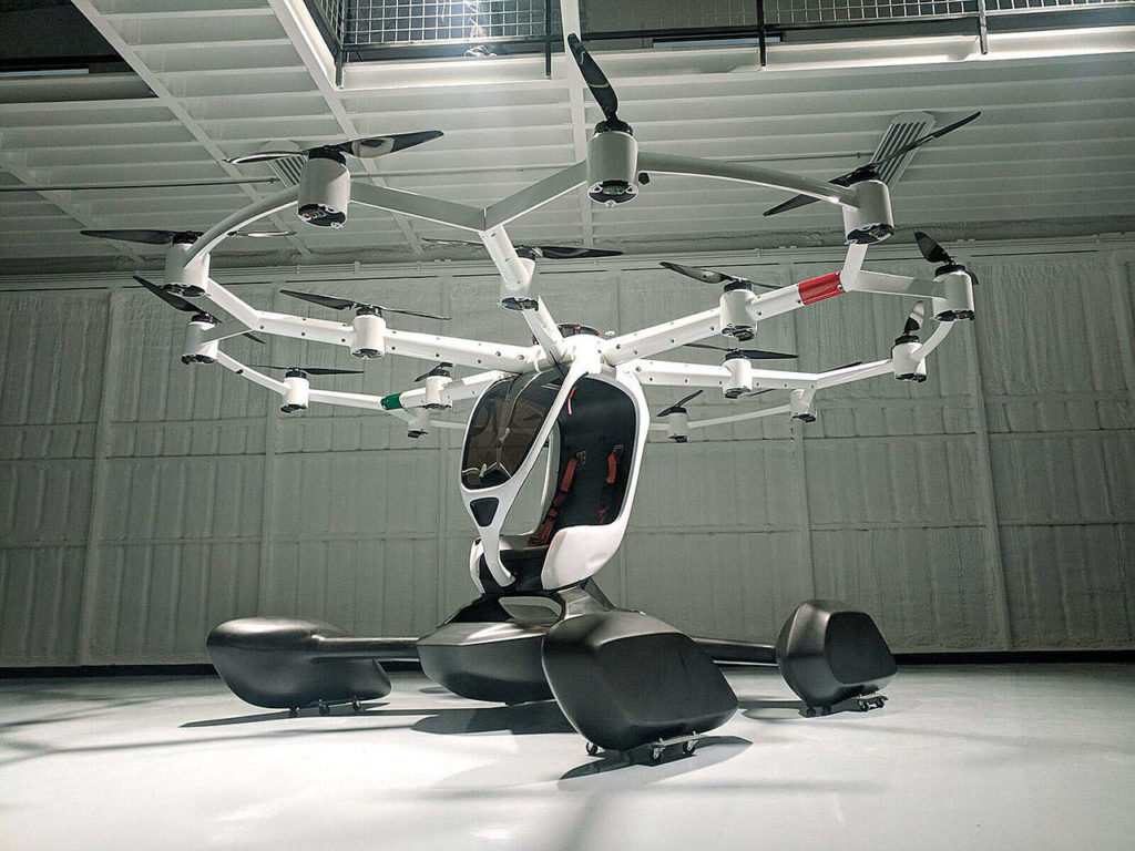 LIFT Aircraft’s electric-powered vertical-takeoff-and-landing aircraft, the Hexa. (LIFT Aircraft)
