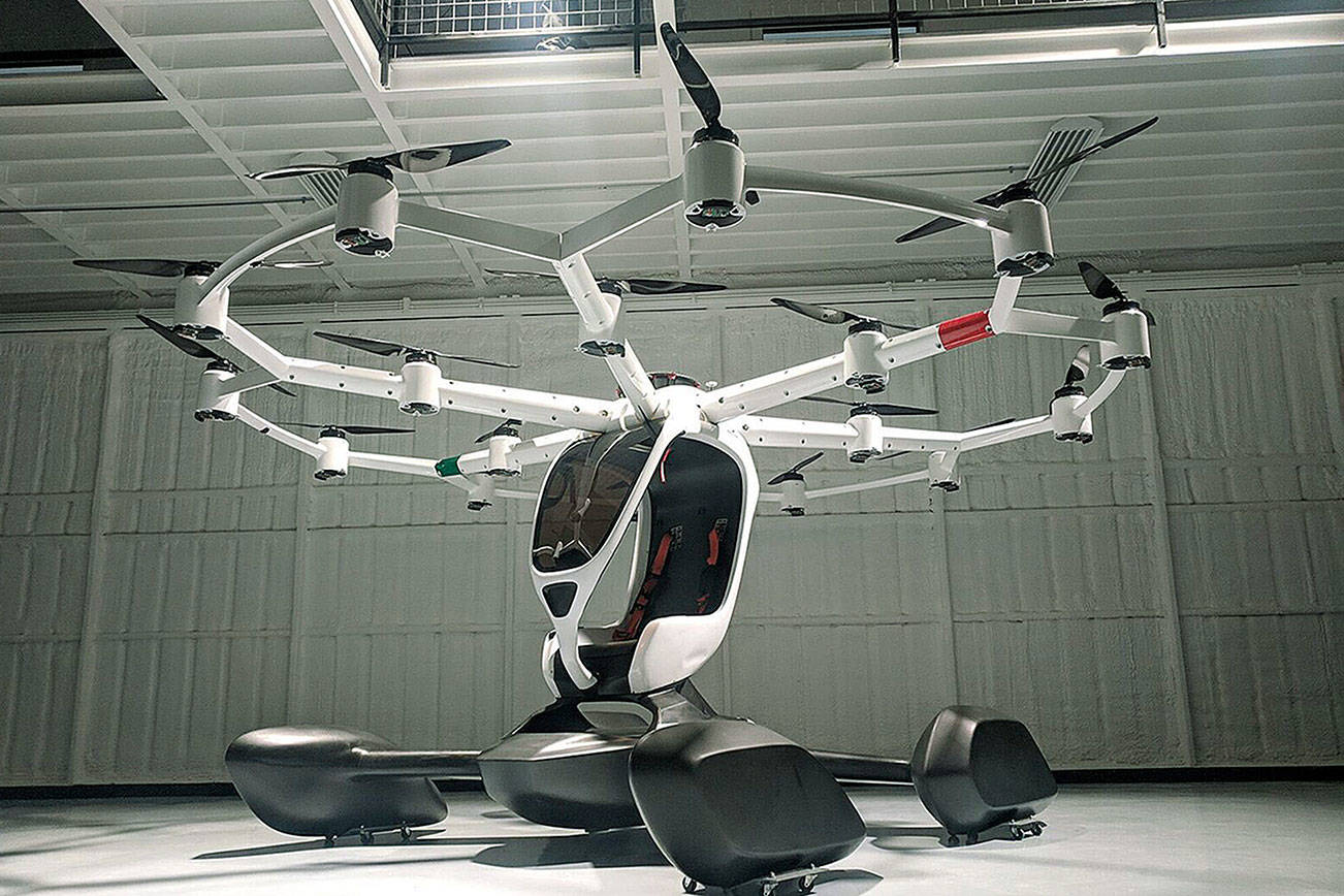 LIFT Aircraft’s electric-powered vertical-takeoff-and-landing aircraft, the Hexa. (LIFT Aircraft)
