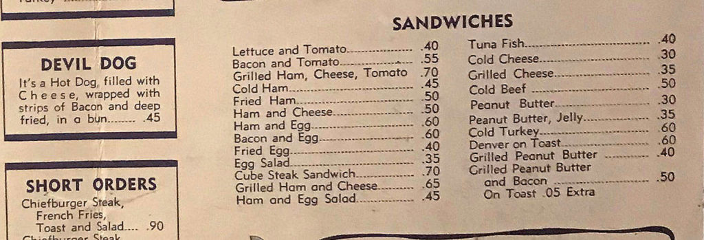 A sample of a vintage menu from the Totem Family Diner’s early days in 1950s Everett. (Mark Carlson / The Herald)
