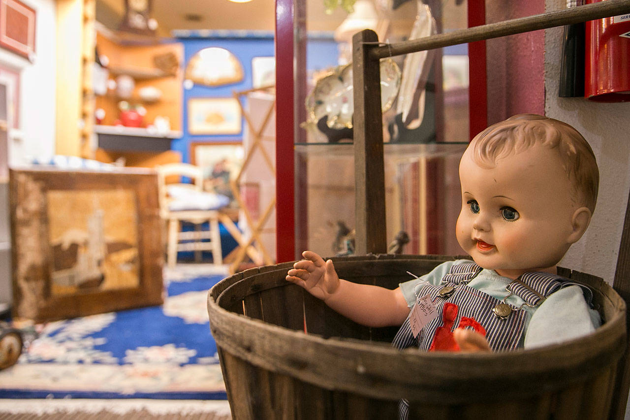 Antiques from more than 200 dealers are on offer at Star Center Antique Mall in the old Snohomish armory. (Kevin Clark / The Herald)