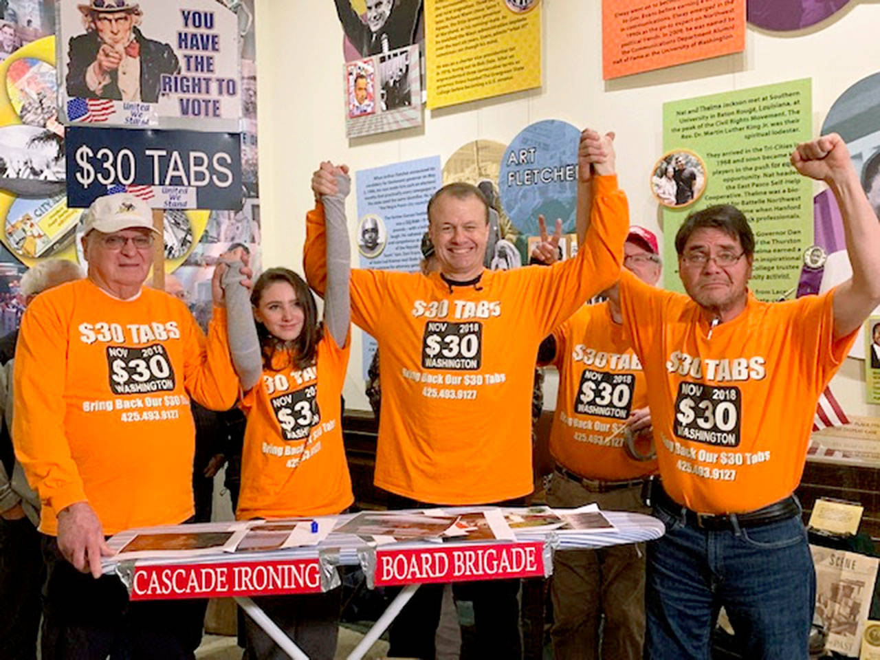 Tim Eyman (center) in a photo he sent last Friday via email to donors and other supporters.