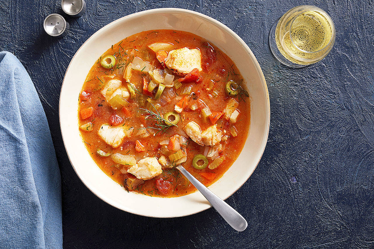 Make cod stew with fennel, olives and orange essence in just one pot. (Photo by Tom McCorkle for The Washington Post)