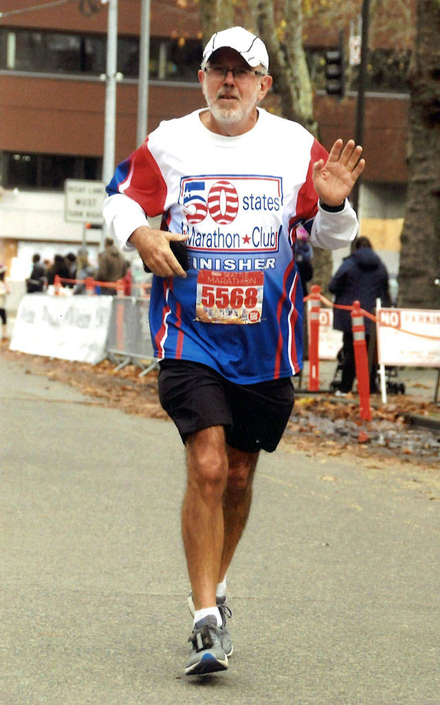 Bothell’s Chris Griffes is shown running in the Seattle Marathon. (Submitted photo)