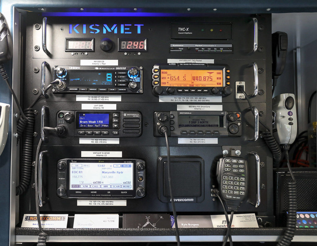 Inside the Kismet, a mobile communication hub, are radios able to send a range of communications. (Lizz Giordano / The Herald)
