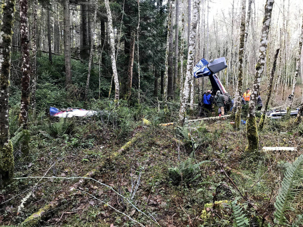 A two-seat experimental aircraft crashed at Whidbey Airpark in Langley on Saturday morning. One person was killed and another was injured. (Island County Sheriff’s Office)
