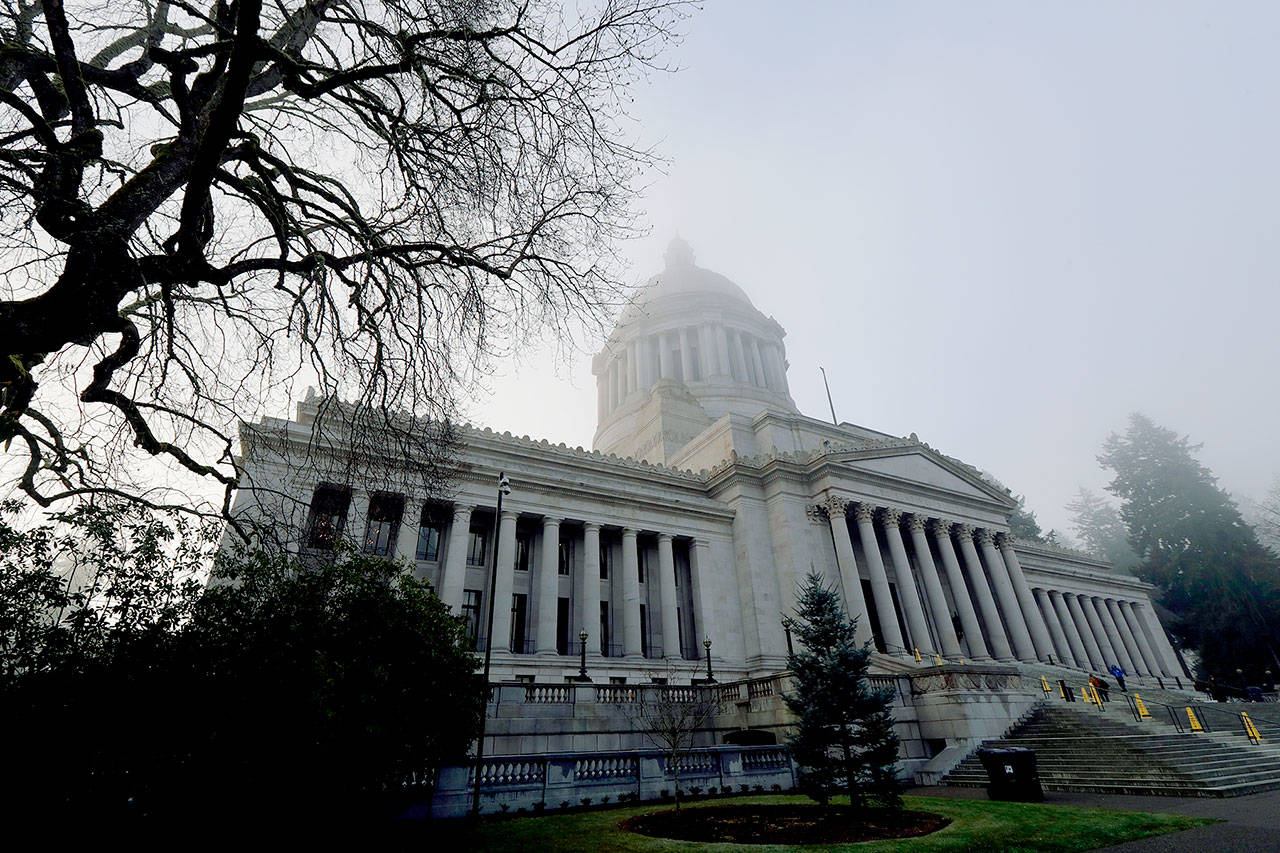 The Legislative Building in Olympia on Monday, the opening day of the Washington Legislature. (AP Photo/Ted S. Warren)