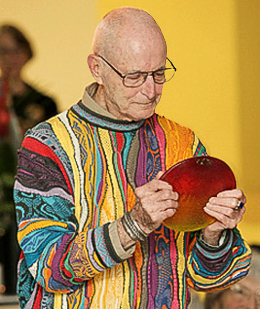 In 2008, Everett Community College renamed its Northlight Gallery in honor of longtime art teacher Russell Day, EvCC’s first art instructor and founder of the campus gallery. Day died Monday at age 106. (Courtesy Everett Community College)
