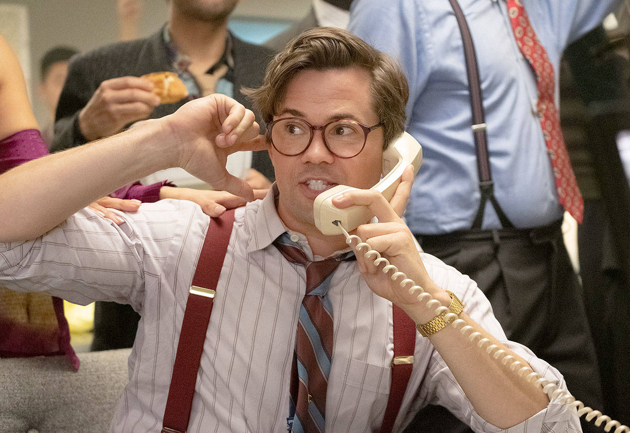 Andrew Rannells plays well-meaning Midwestern nerd Blair Pfaff in “Black Monday.” (Showtime)