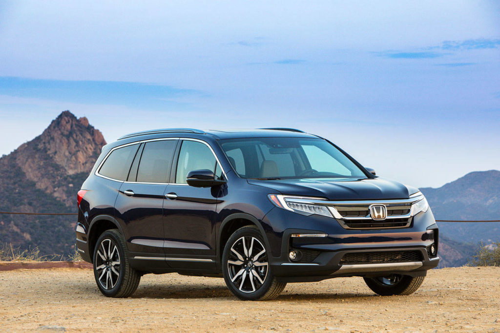 The 2019 Honda Pilot midsize SUV can accommodate up to eight people when equipped with a middle-row bench seat. (Manufacturer photo)
