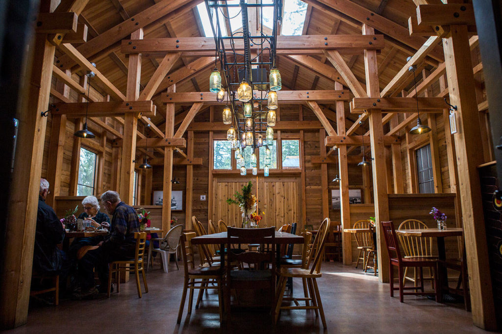 The dining area at Mukilteo Coffee Roasters in Langley. (Olivia Vanni / The Herald)
