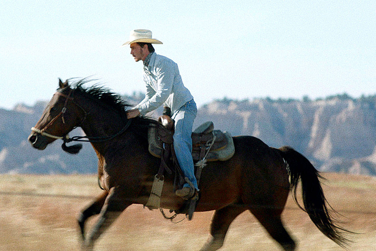 Brady Jandreau is tall in the saddle in “The Rider,” the best movie of 2018 no matter what the Academy says. (Sony Pictures Classics)