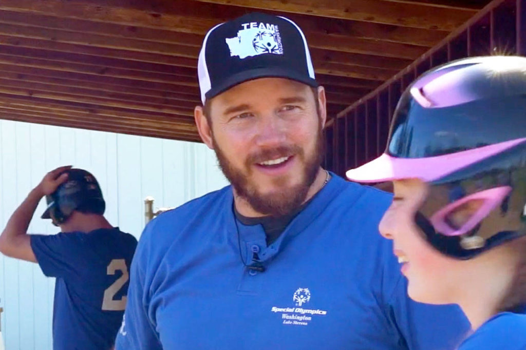 Chris Pratt in a video about his visit in 2018 with the Lake Stevens Eagles, a Special Olympics softball team. He raised money for Special Olympics Washington.
