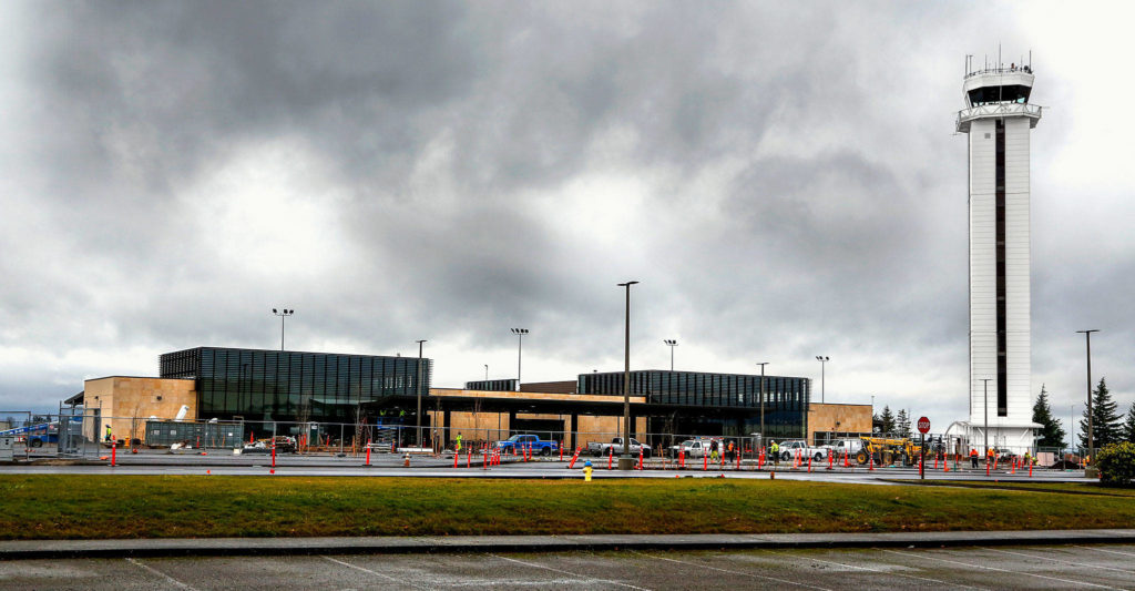 The new passenger terminal at Paine Field, the Snohomish County-owned airport in Everett. (Dan Bates / The Herald)

