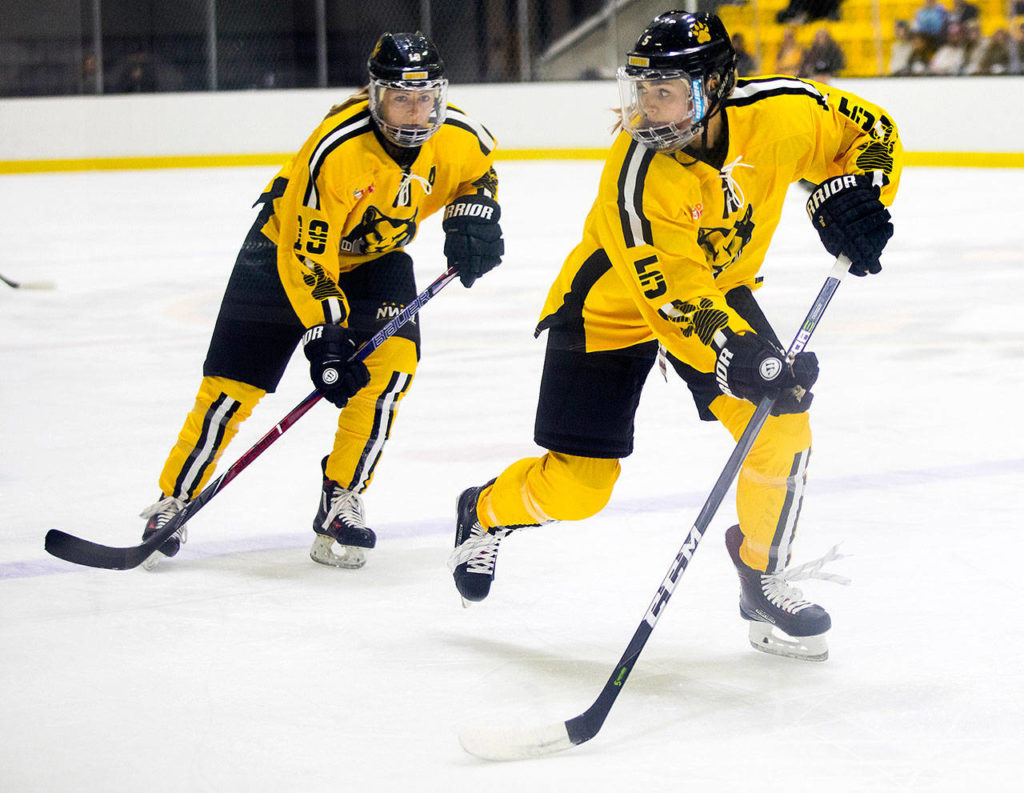Boston’s Lexi Bender (5) in action during a game against the Metropolitan Riveters on Oct. 13, 2018 in Boston. (Photo by Michelle Jay)
